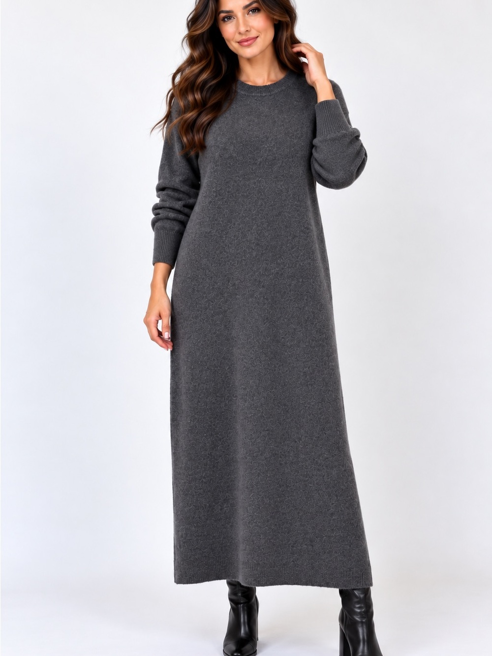 J.Crew Extra Soft Women’s XL Charcoal Gray Maxi Sweater Dress Long Sleeve